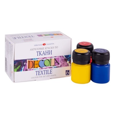 Akrilinių dažų rinkinys audiniams DECOLA 6 spalvos po 20ml