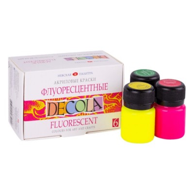 Fluorescentinių akrilinių dažų rinkinys DECOLA 6 spalvos po 20ml