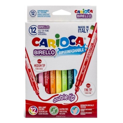 Flomasteriai Carioca Birello dvipusiai, 12 spalvų 