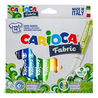 Flomasteriai piešimui ant audinių CARIOCA, 12 spalvų