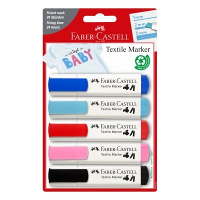 Žymeklių rinkinys tekstilei Faber-Castell, 5 spalvų