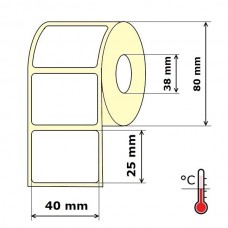 Lipnios etiketės 40 x 25 mm Termo Eco (rulone 1000 vnt.)